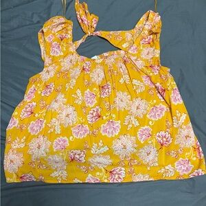 Old Navy Yellow and Pink Floral Top
